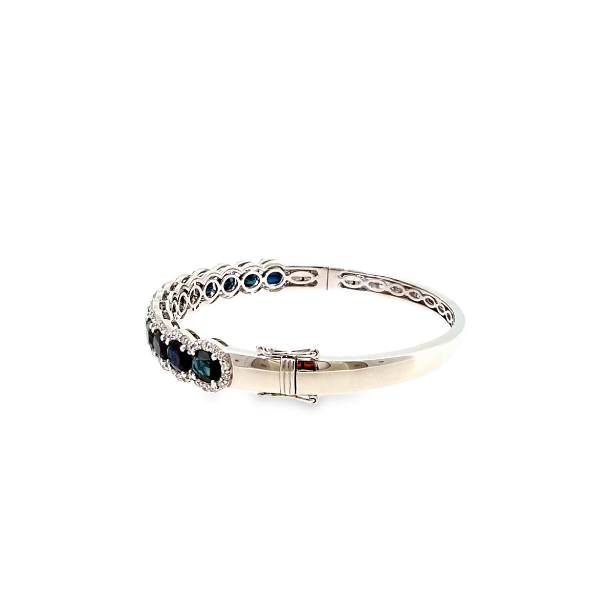 The Azure Ovation Bangle, 10.25ct Sapphire & Diamond, 14K White Gold by Benji Designs, view 3