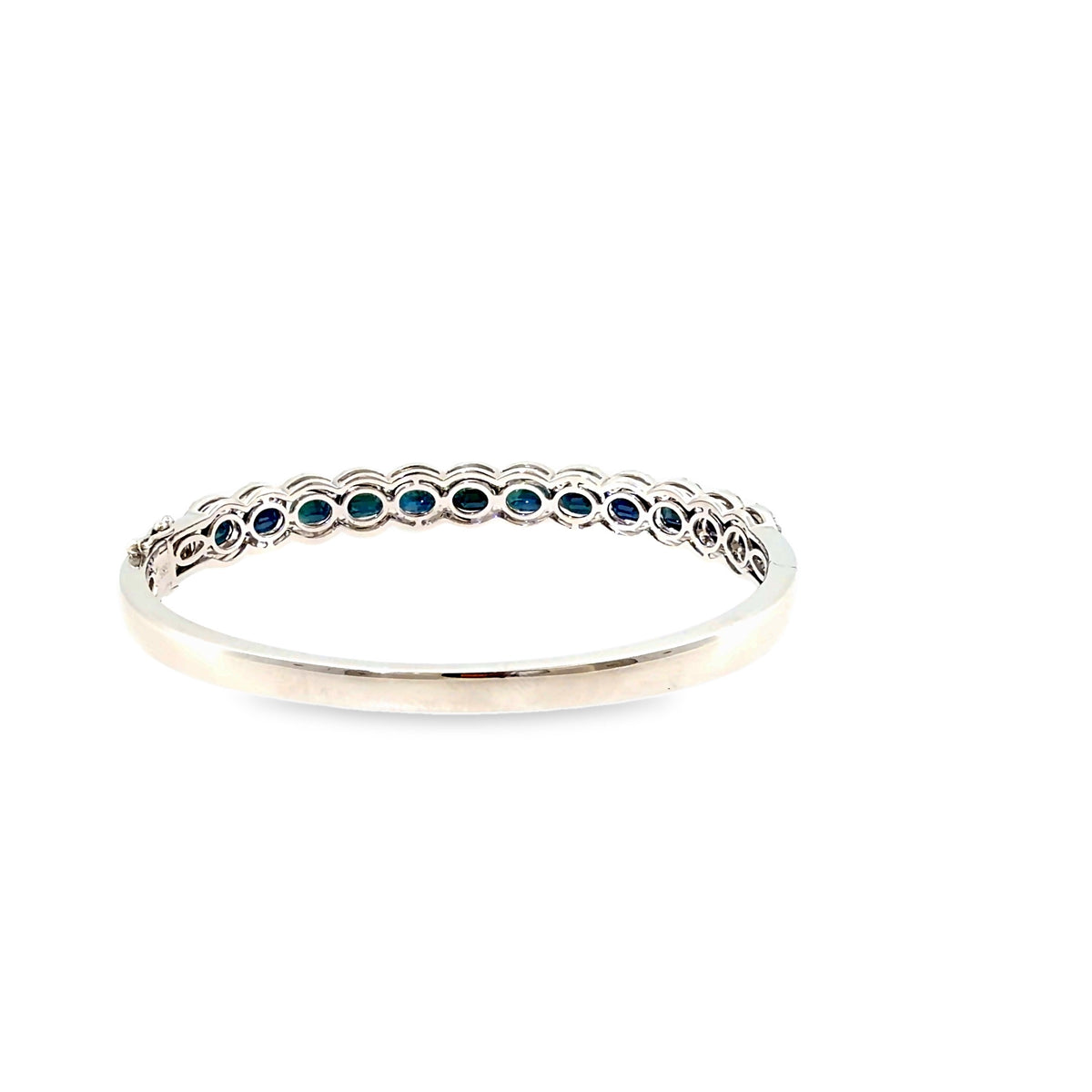 The Azure Ovation Bangle, 10.25ct Sapphire & Diamond, 14K White Gold by Benji Designs, view 4