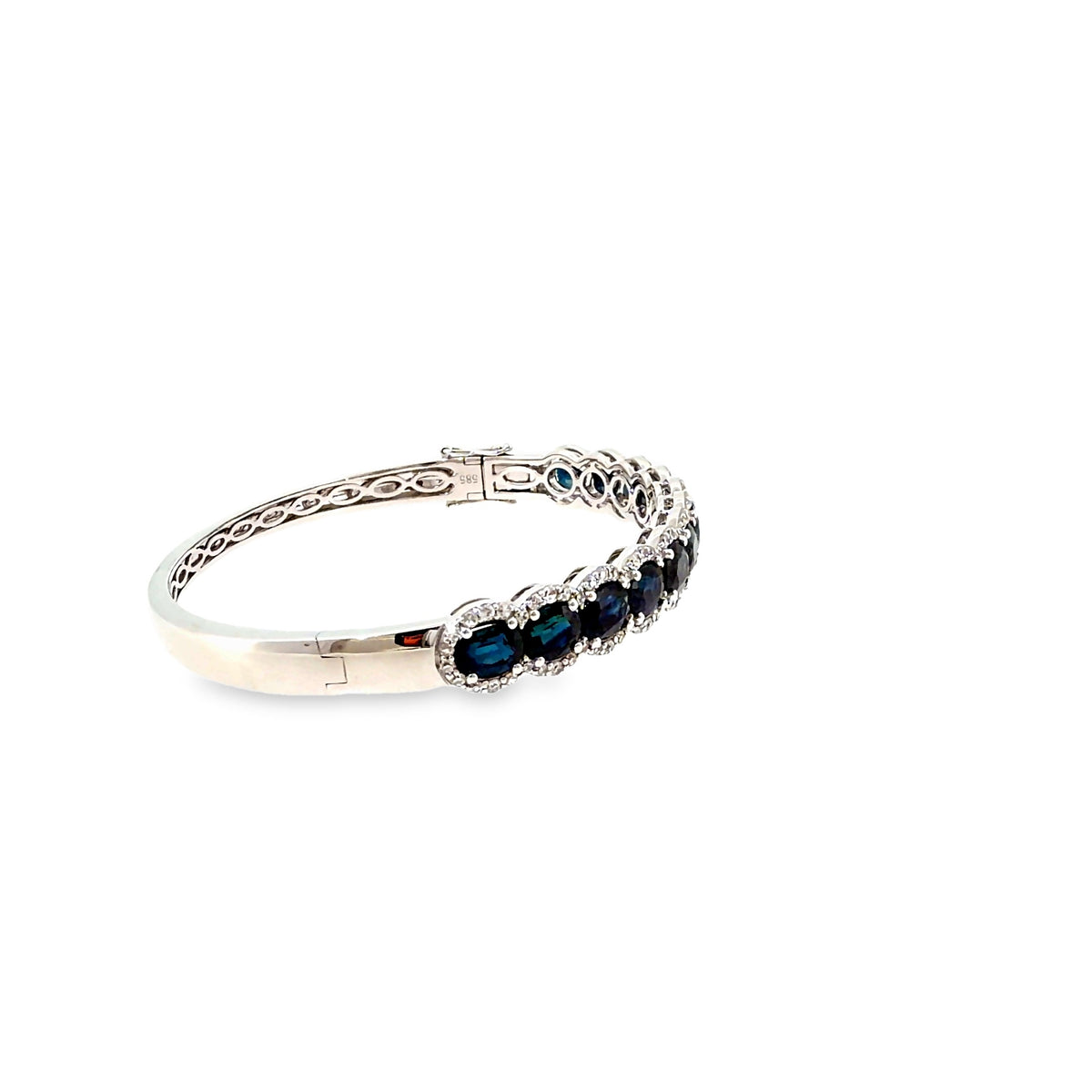The Azure Ovation Bangle, 10.25ct Sapphire & Diamond, 14K White Gold by Benji Designs, view 5