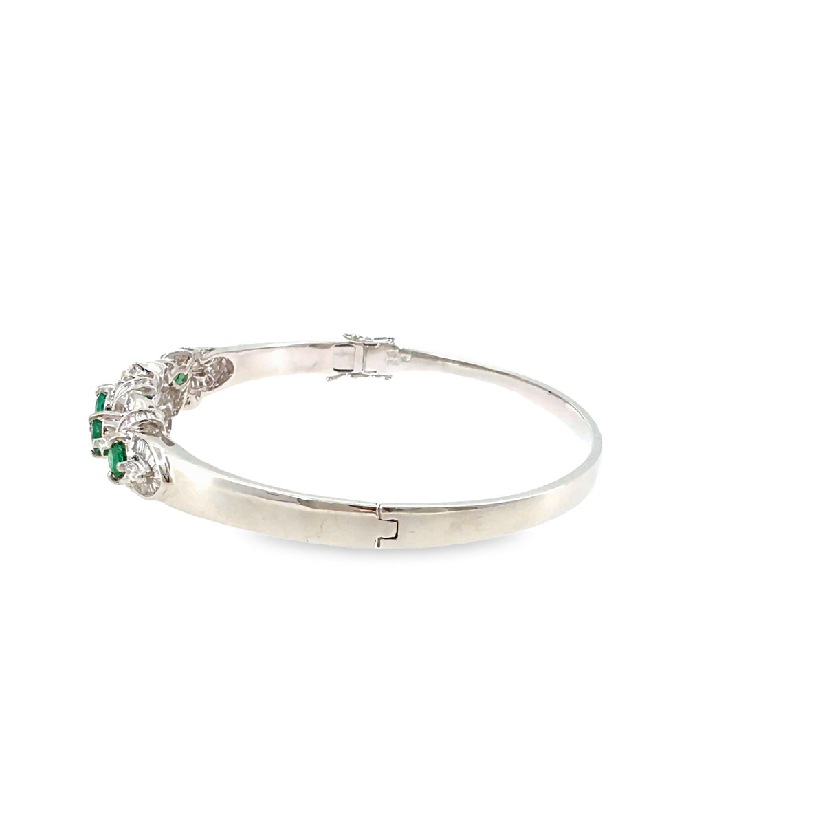 The Emerald Quintet Bangle, 3.06ct Emerald & Diamond, 18K White Gold by Benji Designs, view 3