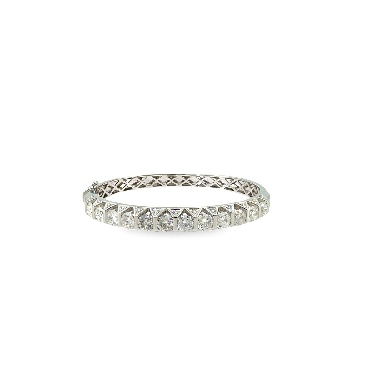 The Diamond Trellis Bangle, 6.83ct Diamond, 18K White Gold by Benji Designs, view 1