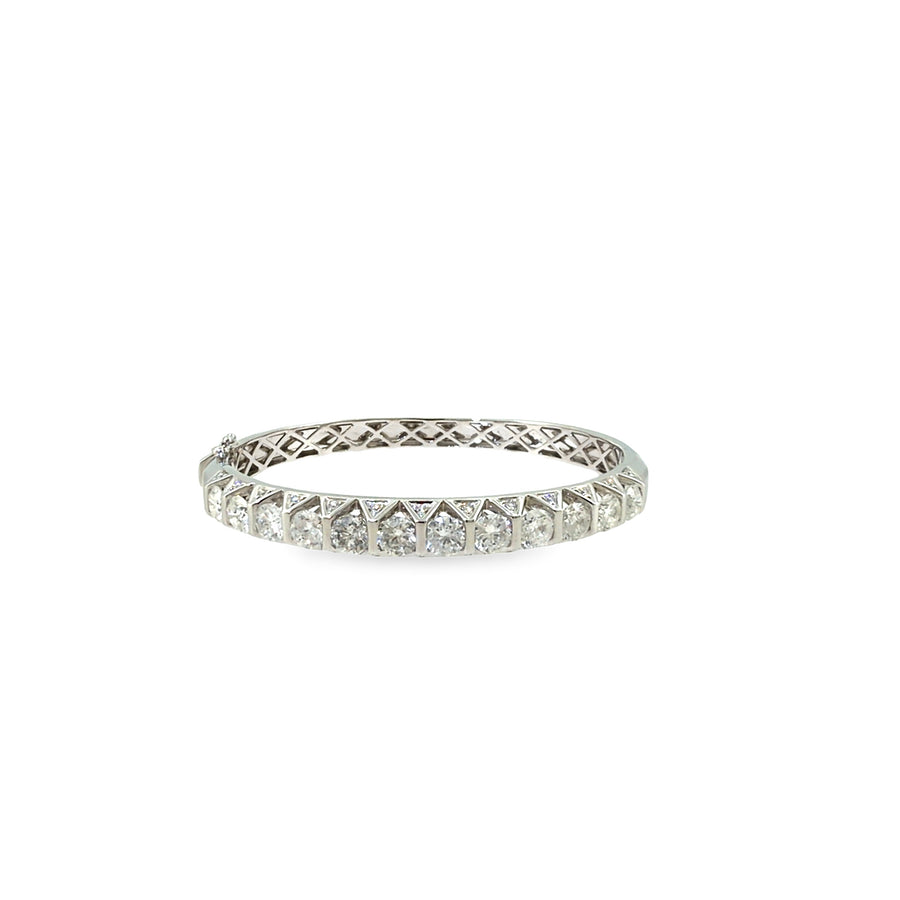 The Diamond Trellis Bangle, 6.83ct Diamond, 18K White Gold by Benji Designs, view 1