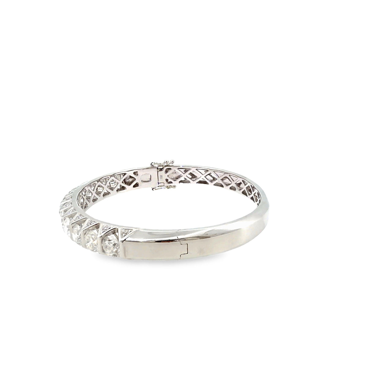 The Diamond Trellis Bangle, 6.83ct Diamond, 18K White Gold by Benji Designs, view 3