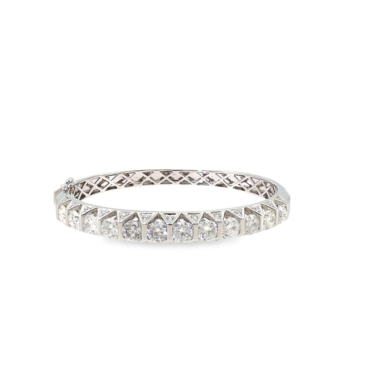 The Diamond Trellis Bangle, 6.83ct Diamond, 18K White Gold by Benji Designs, view 2