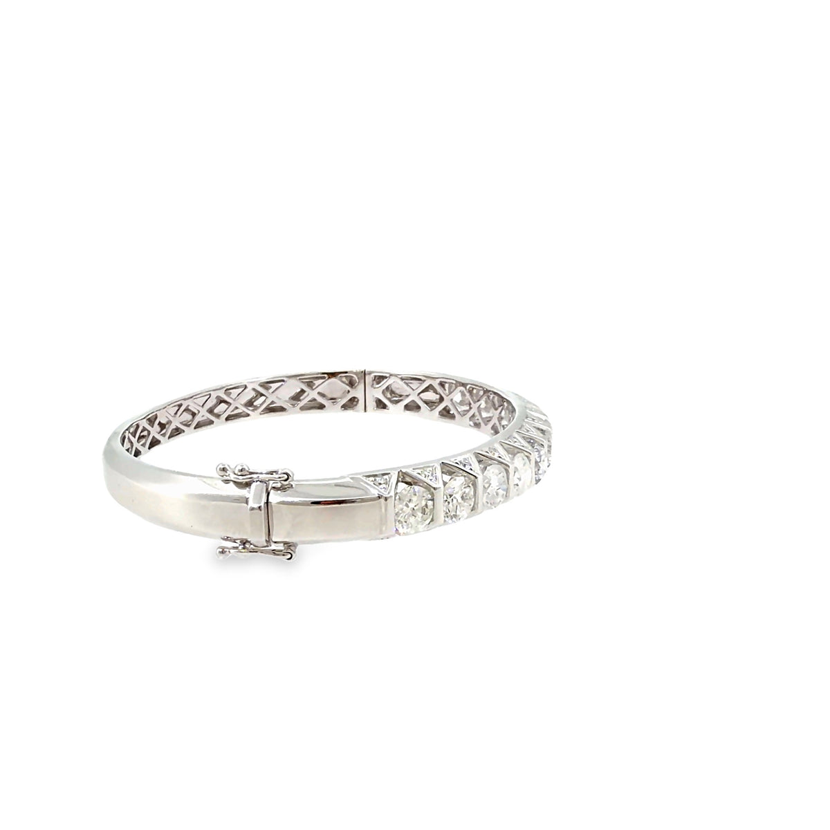 The Diamond Trellis Bangle, 6.83ct Diamond, 18K White Gold by Benji Designs, view 5