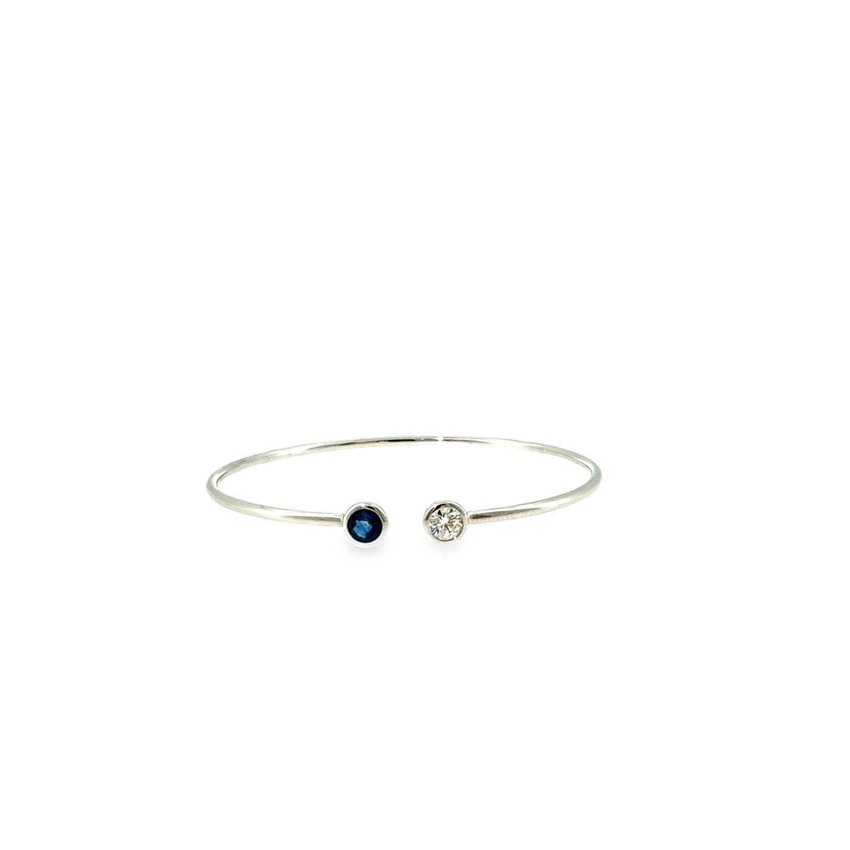 The Midnight Duo Bangle, 0.83ct Sapphire & Diamond, 14K White Gold by Benji Designs, view 1