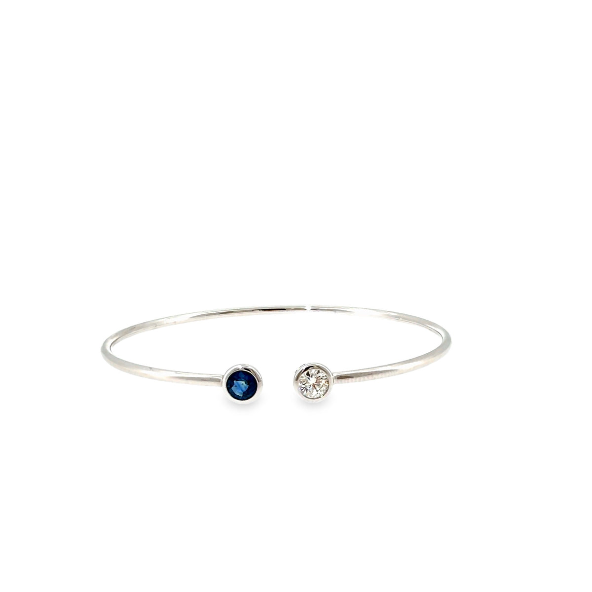 The Midnight Duo Bangle, 0.83ct Sapphire & Diamond, 14K White Gold by Benji Designs, view 2
