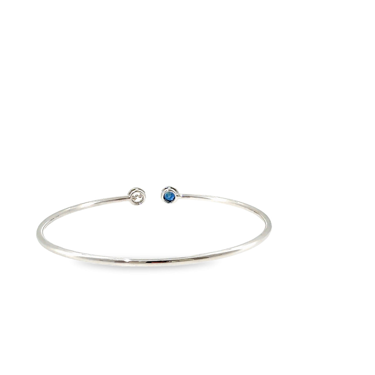 The Midnight Duo Bangle, 0.83ct Sapphire & Diamond, 14K White Gold by Benji Designs, view 4