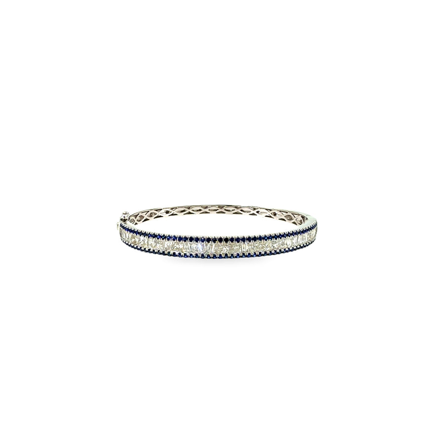 The Midnight Princess Bangle, 7.50ct Sapphire & Diamond, 14K White Gold by Benji Designs, view 1