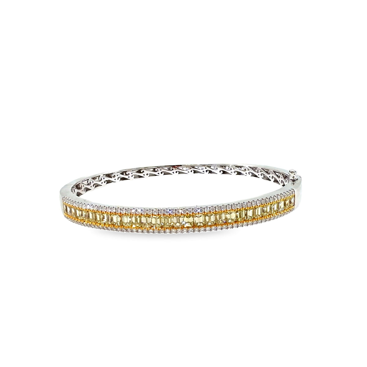 The Canary Crown Bangle, 4.80ct Yellow Diamond, 18K White Gold by Benji Designs, view 2