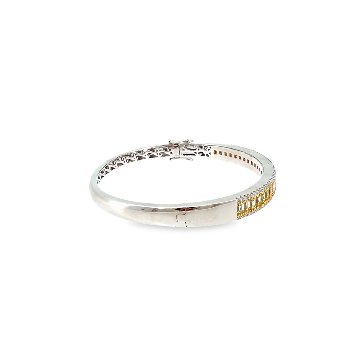The Canary Crown Bangle, 4.80ct Yellow Diamond, 18K White Gold by Benji Designs, view 5