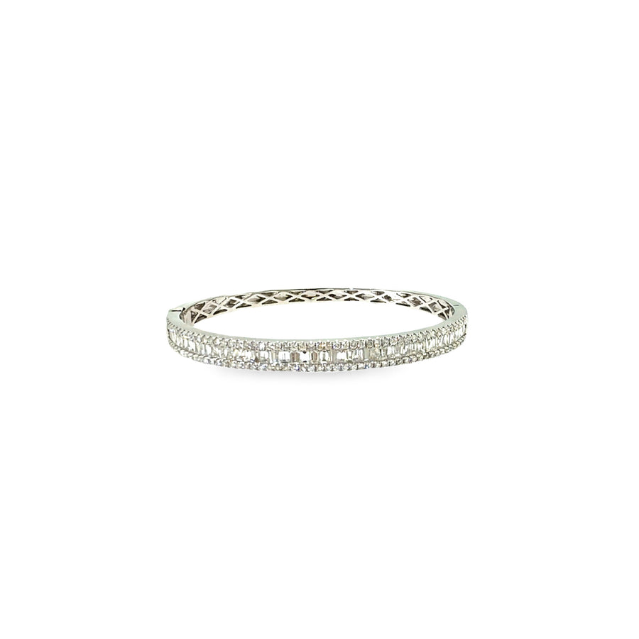 The Baguette Parade Bangle, 4.45ct Diamond, 14K White Gold by Benji Designs, view 1