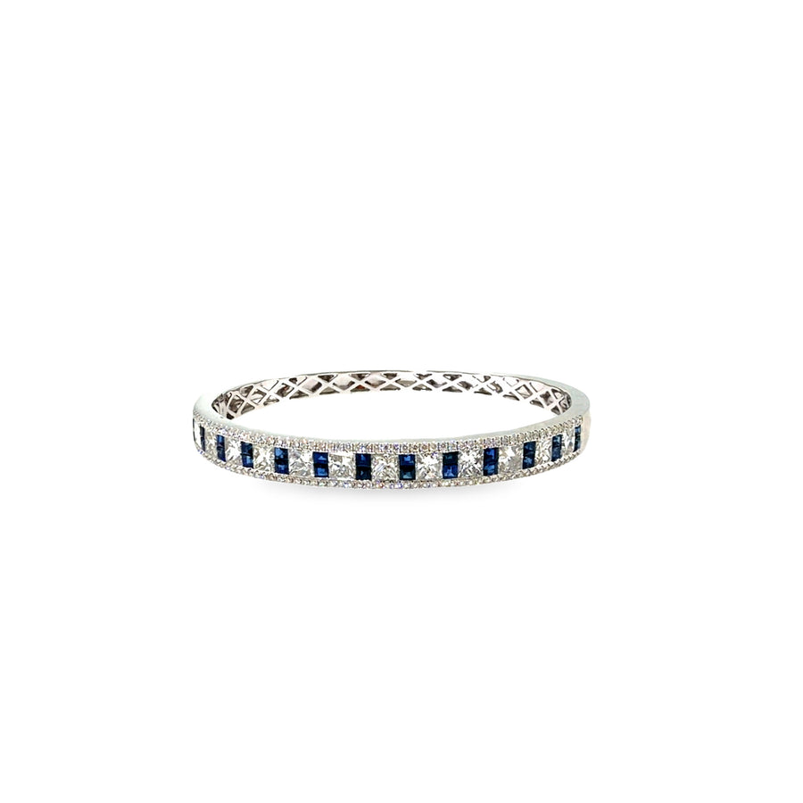 The Sapphire Throne Bangle, 8.65ct Sapphire & Diamond, 14K White Gold by Benji Designs, view 1