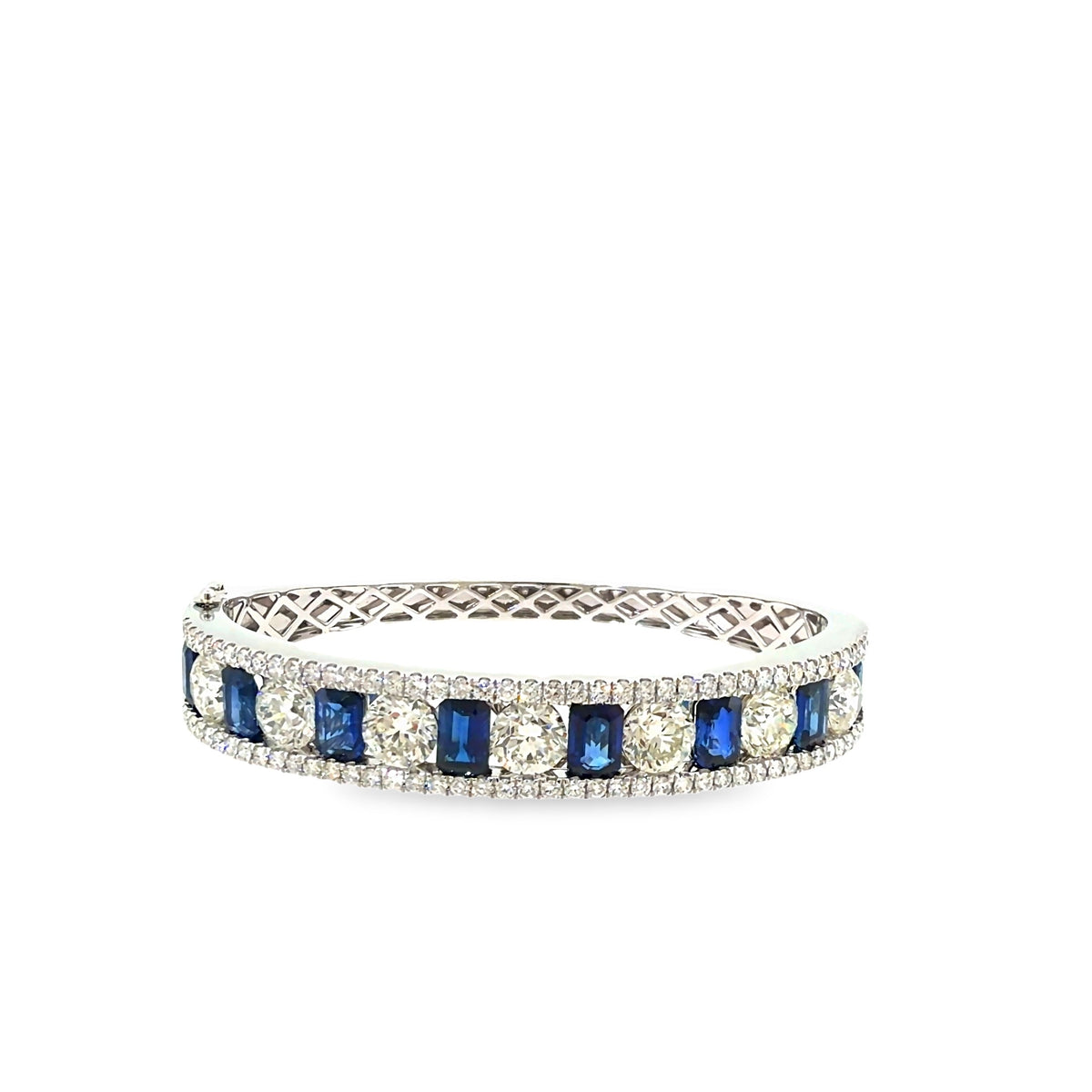 The Sapphire Empire Bangle, 15.60ct Sapphire & Diamond, 14K White Gold by Benji Designs, view 2