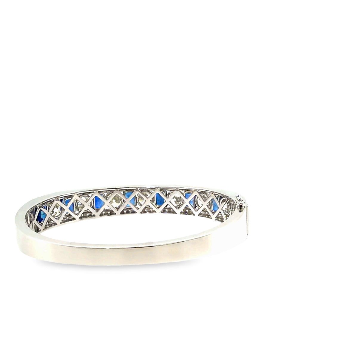 The Sapphire Empire Bangle, 15.60ct Sapphire & Diamond, 14K White Gold by Benji Designs, view 4