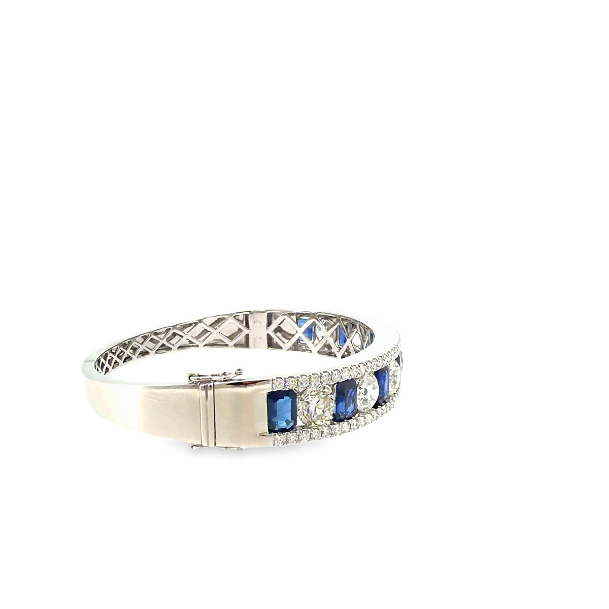 The Sapphire Empire Bangle, 15.60ct Sapphire & Diamond, 14K White Gold by Benji Designs, view 5