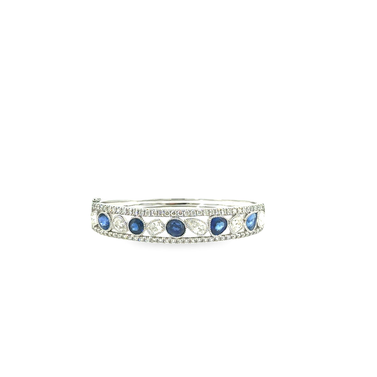 The Sapphire Monarch Bangle, 12.00ct Sapphire & Diamond, 14K White Gold by Benji Designs, view 1