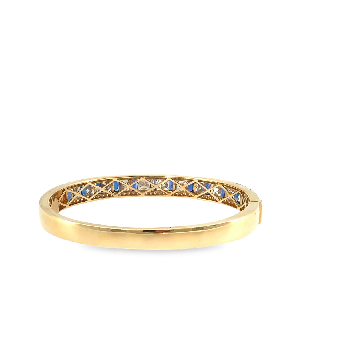 The Royal Mosaic Bangle, 9.50ct Sapphire & Diamond, 14K Yellow Gold by Benji Designs, view 4