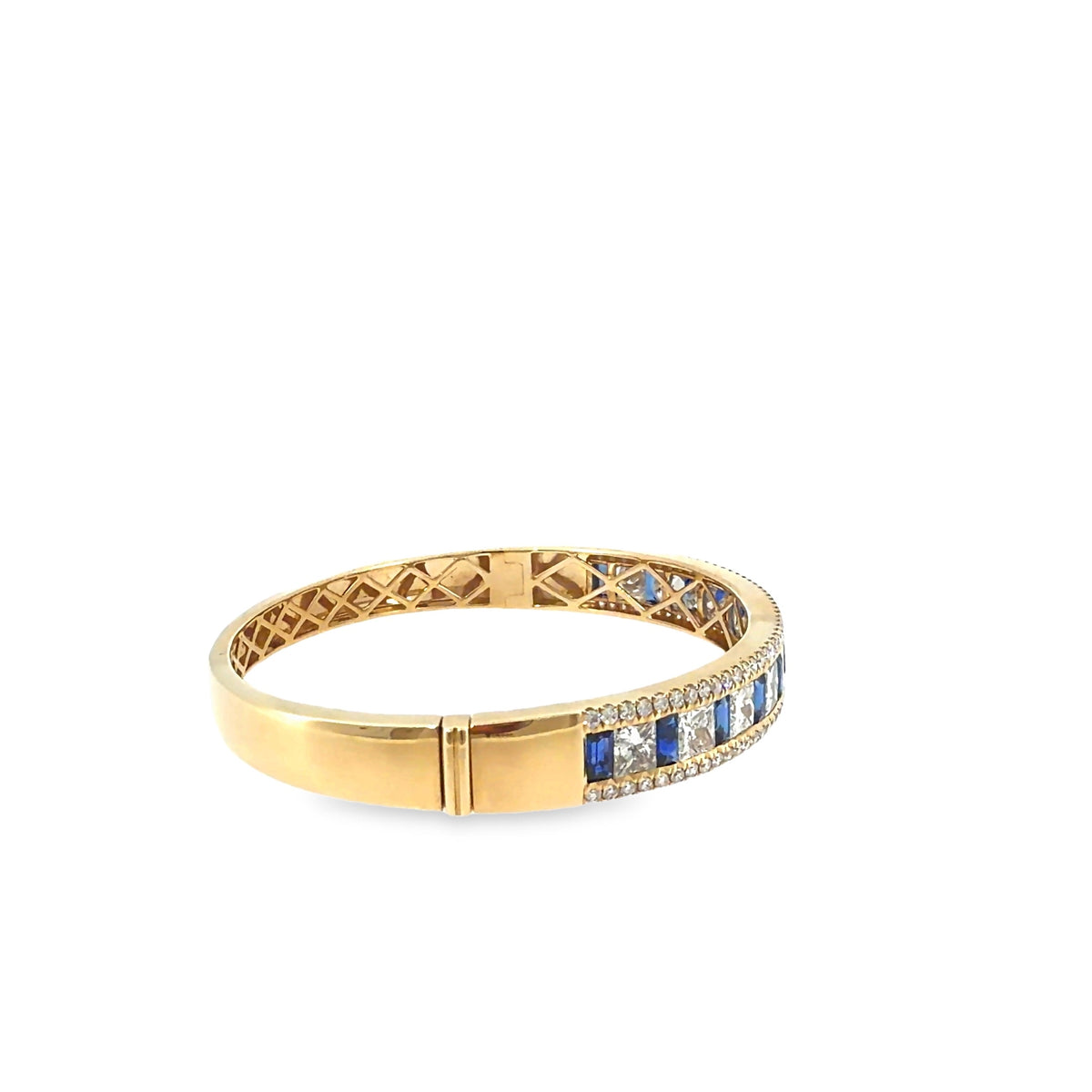 The Royal Mosaic Bangle, 9.50ct Sapphire & Diamond, 14K Yellow Gold by Benji Designs, view 5