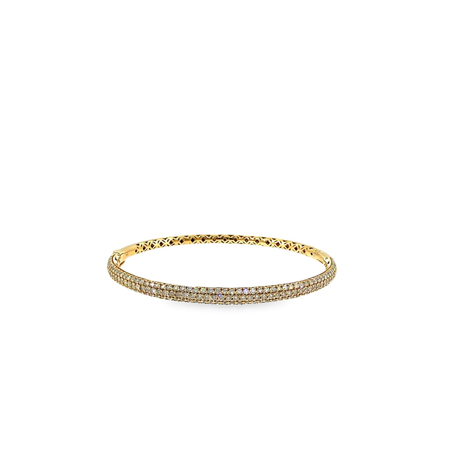 The Honeycomb Pavé Bangle, 3.00ct Diamond, 14K Yellow Gold by Benji Designs, view 1