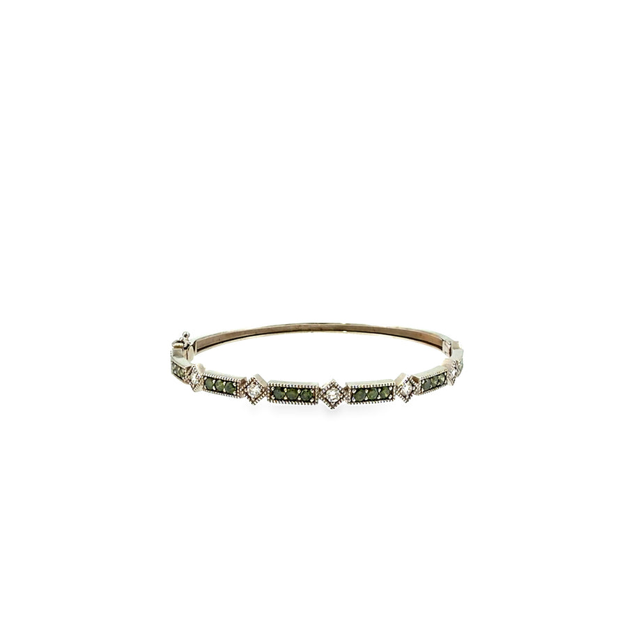 The Deco Station Bangle, 2.00ct Diamond, 14K White Gold by Benji Designs, view 1
