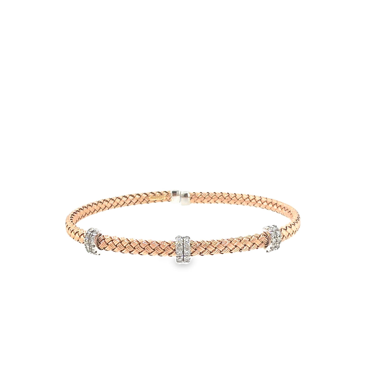 The Rose Weave Cuff, 0.33ct Diamond, 14K Rose & White Gold by Benji Designs, view 2