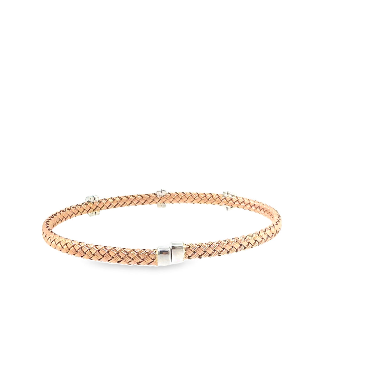 The Rose Weave Cuff, 0.33ct Diamond, 14K Rose & White Gold by Benji Designs, view 4