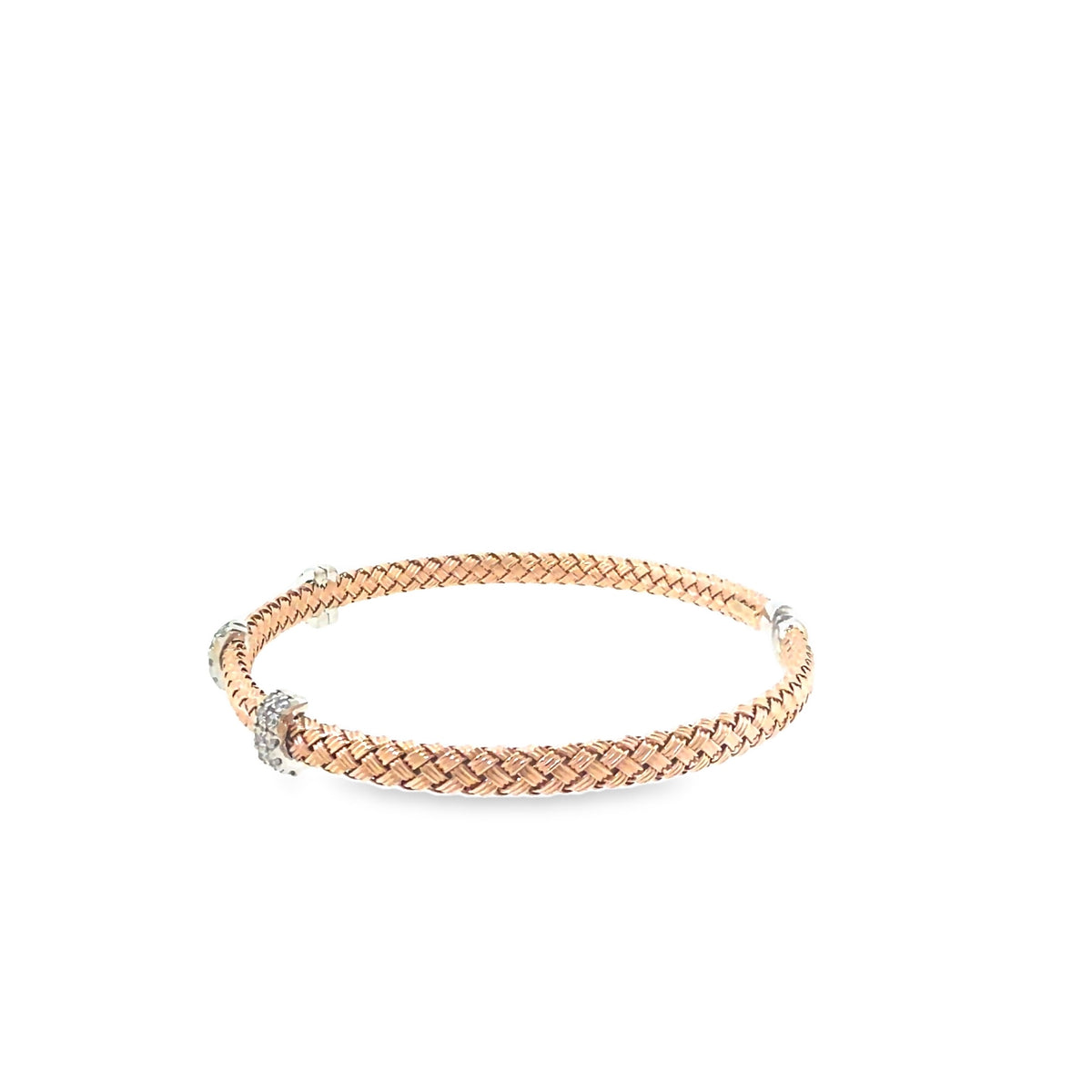 The Rose Weave Cuff, 0.33ct Diamond, 14K Rose & White Gold by Benji Designs, view 3