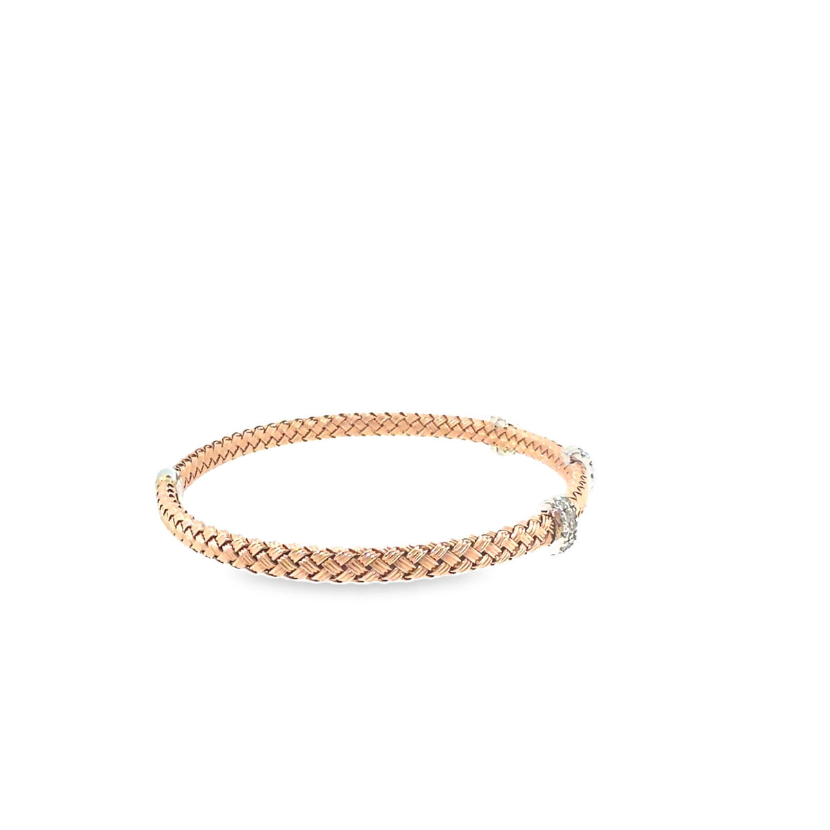 The Rose Weave Cuff, 0.33ct Diamond, 14K Rose & White Gold by Benji Designs, view 5