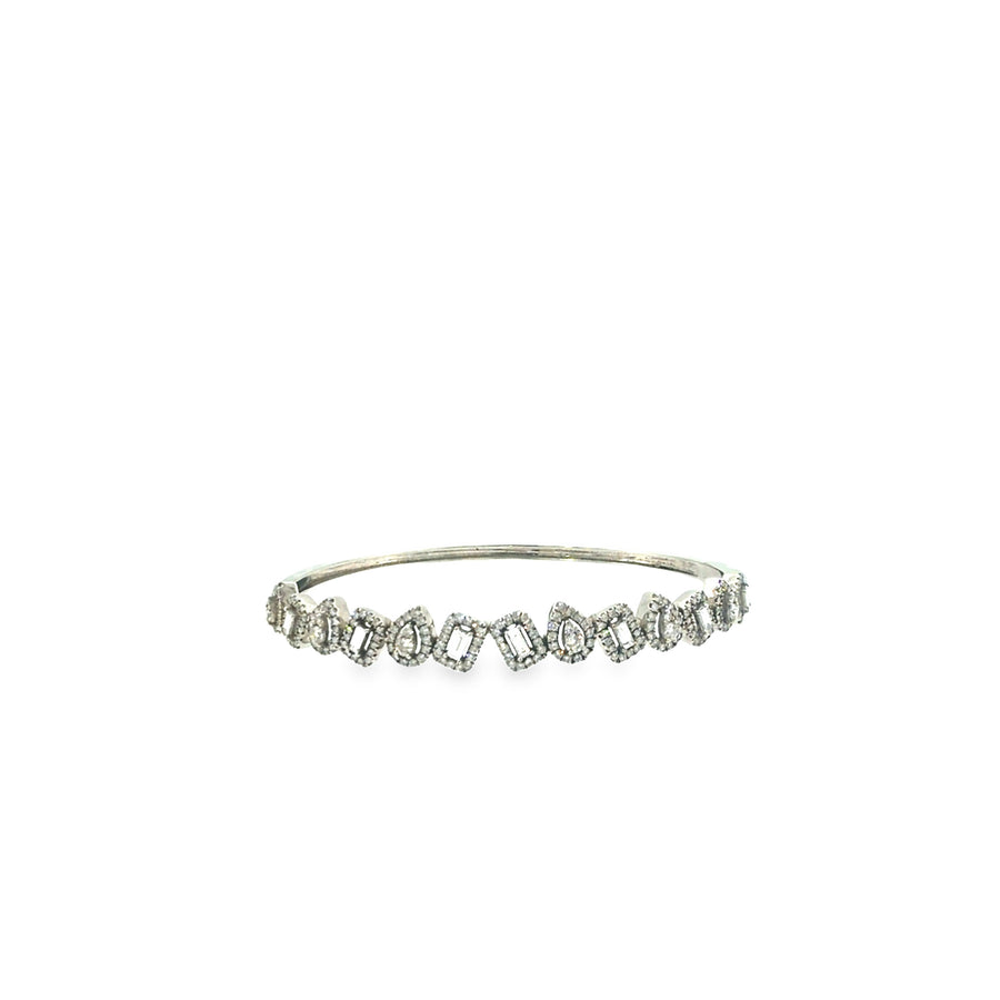 The Teardrop Station Bangle, 2.00ct Diamond, 14K White Gold by Benji Designs, view 1