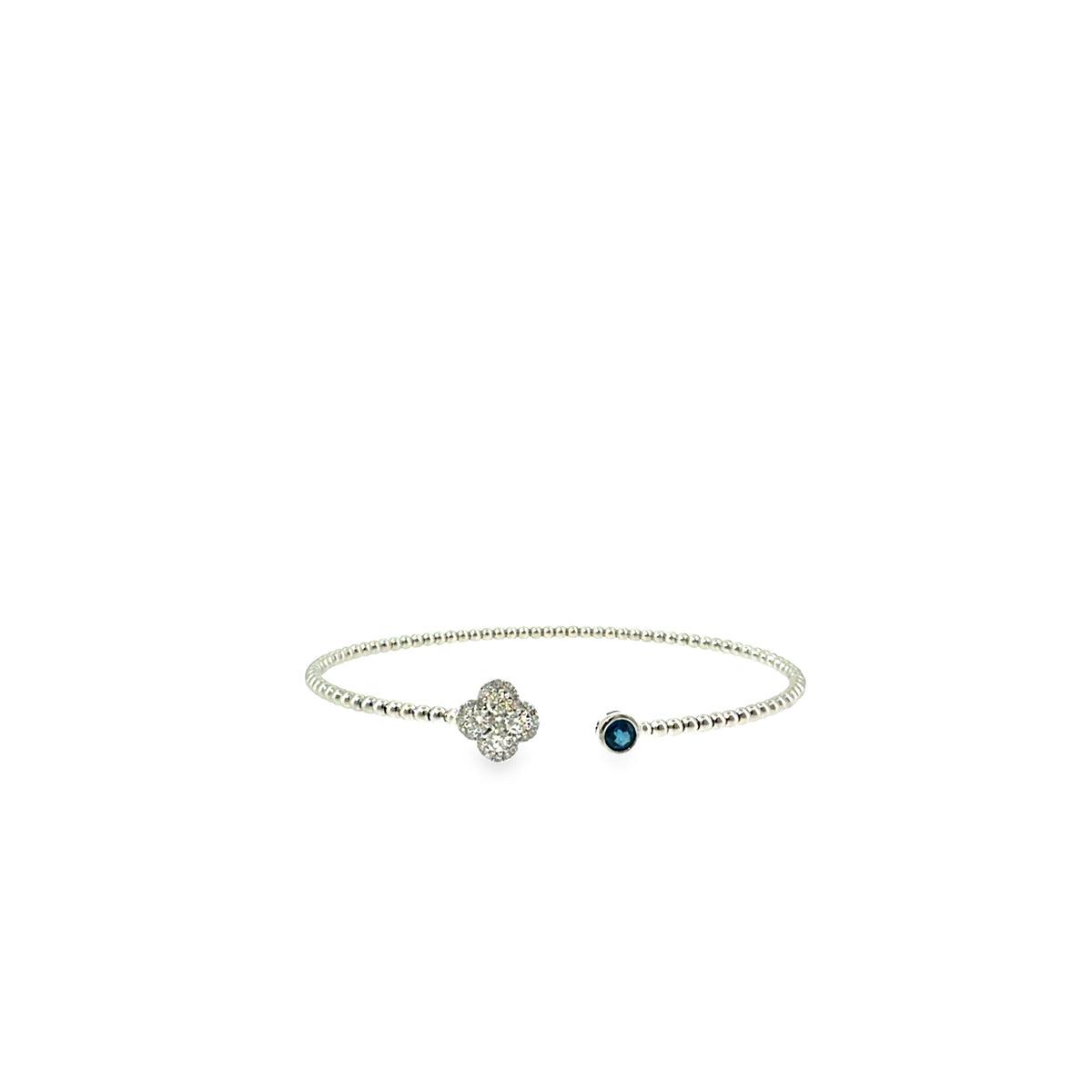 The Sapphire Dewdrop Bangle, 0.51ct Sapphire & Diamond, 14K White Gold by Benji Designs, view 1