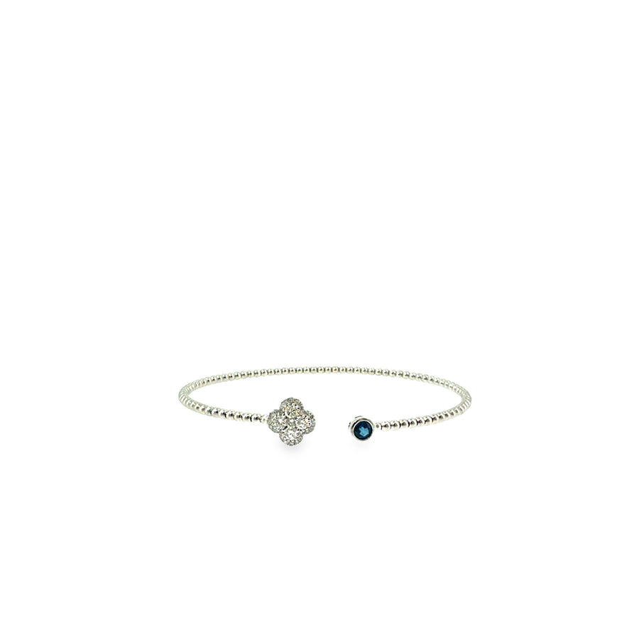 The Sapphire Dewdrop Bangle, 0.51ct Sapphire & Diamond, 14K White Gold by Benji Designs, view 1