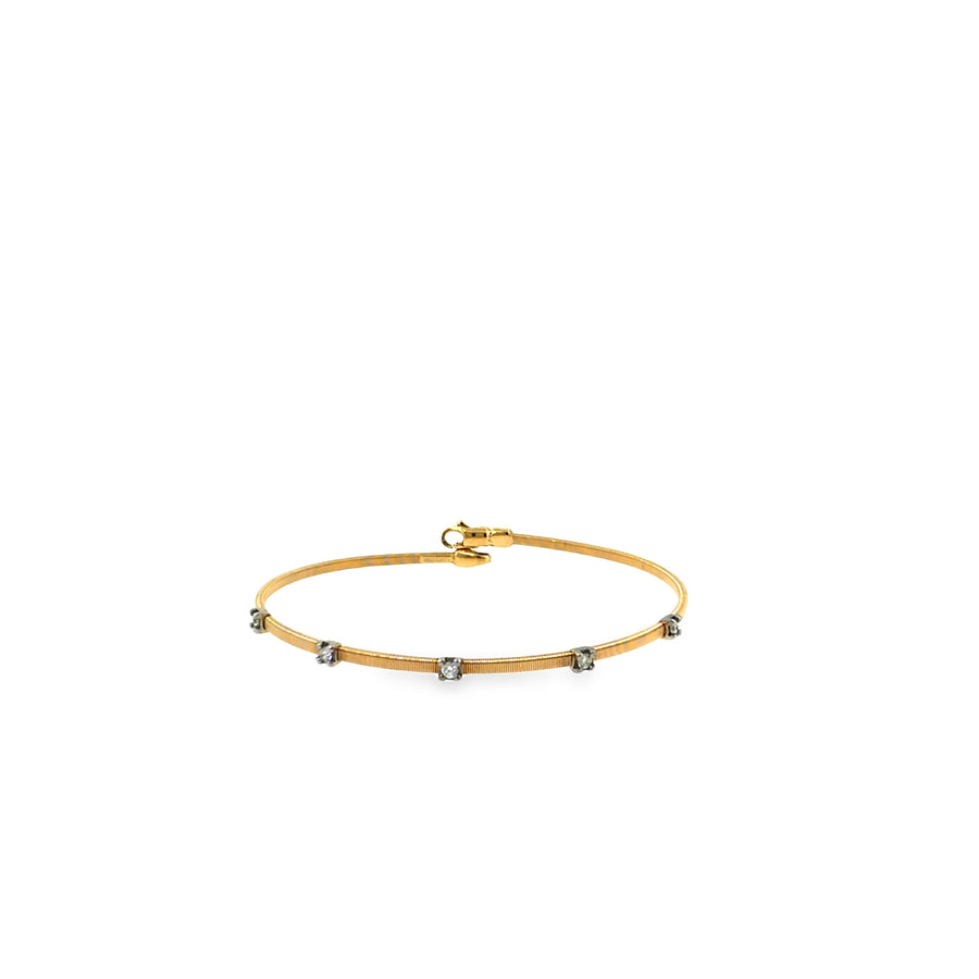 The Station Star Bangle, 0.15ct Diamond, 14K Two-Tone Gold (Yellow & White) by Benji Designs, view 1
