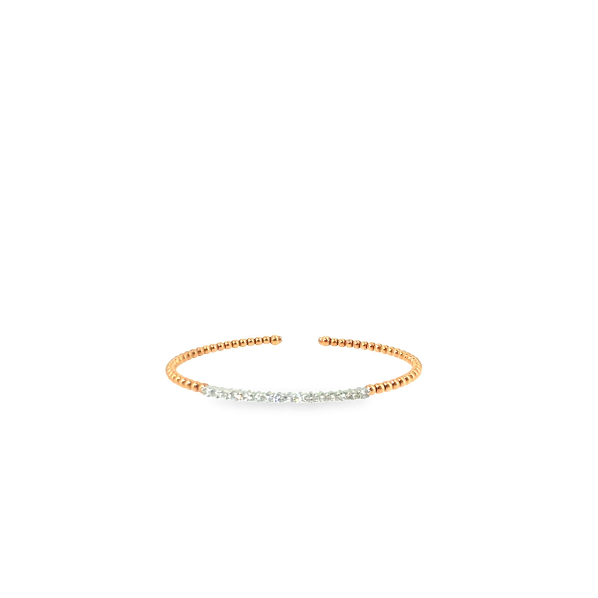 The Rose Bead Bangle, 0.33ct Diamond, 14K Rose Gold by Benji Designs, view 1