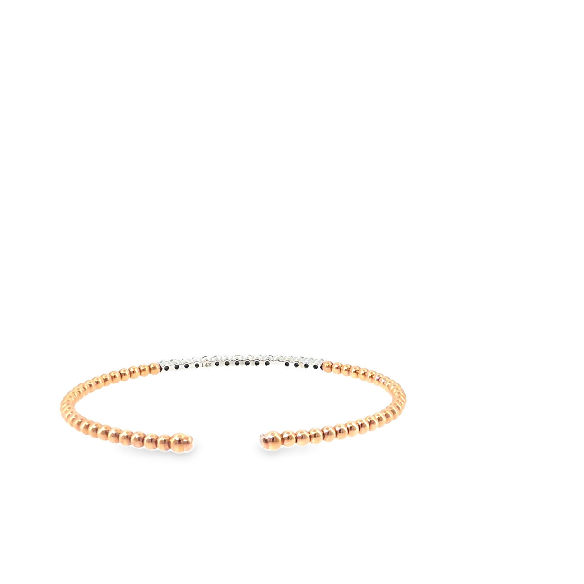 The Rose Bead Bangle, 0.33ct Diamond, 14K Rose Gold by Benji Designs, view 4