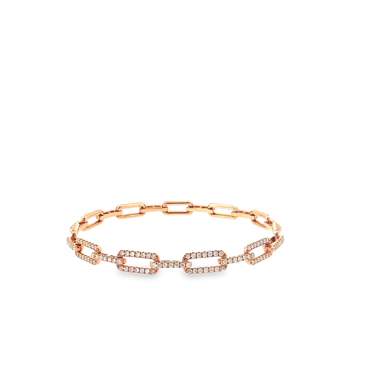 The Rose Paperclip Bracelet, 1.75 ct Diamond, 14K Rose Gold by Benji Designs, view 3