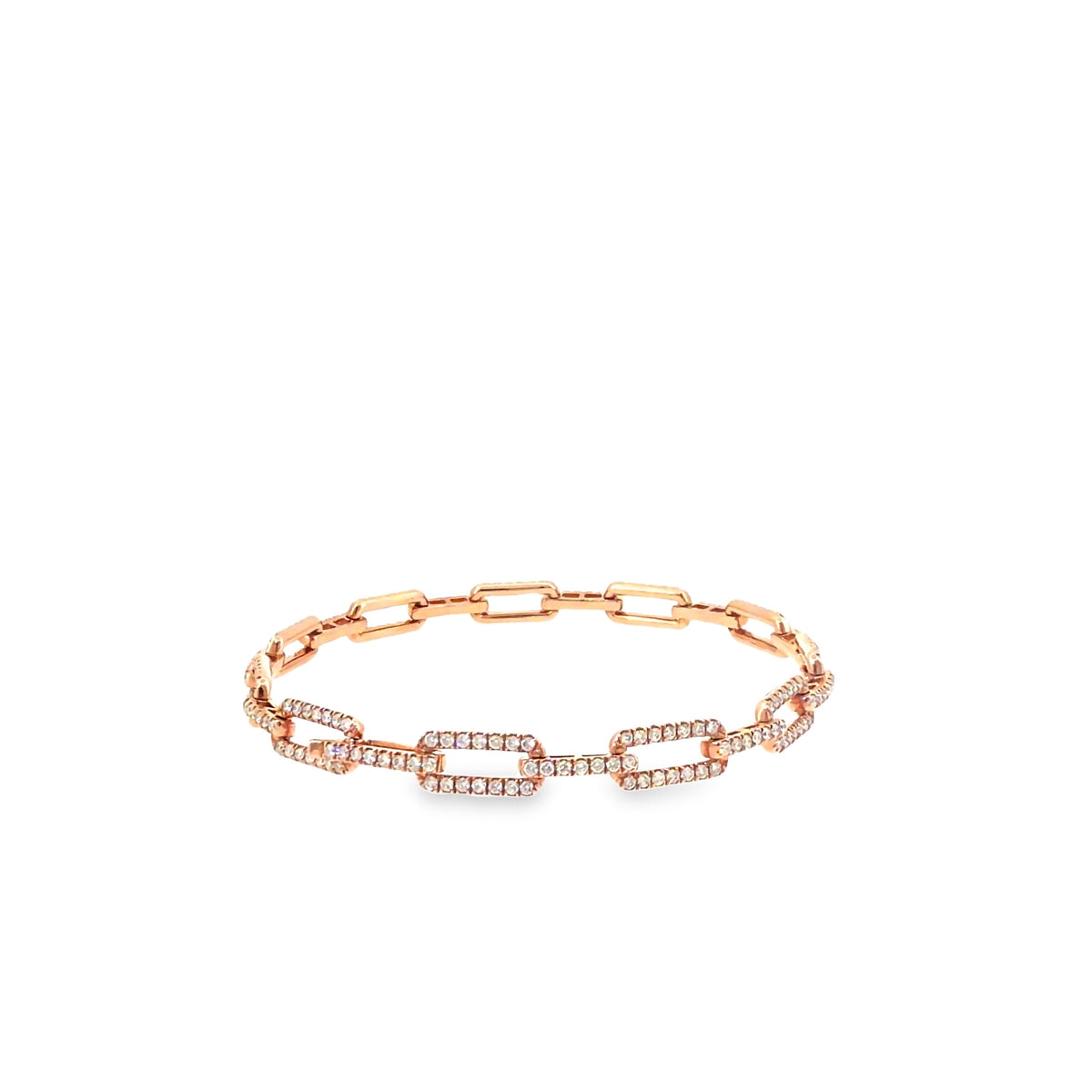 The Rose Paperclip Bracelet, 1.75 ct Diamond, 14K Rose Gold by Benji Designs, view 4
