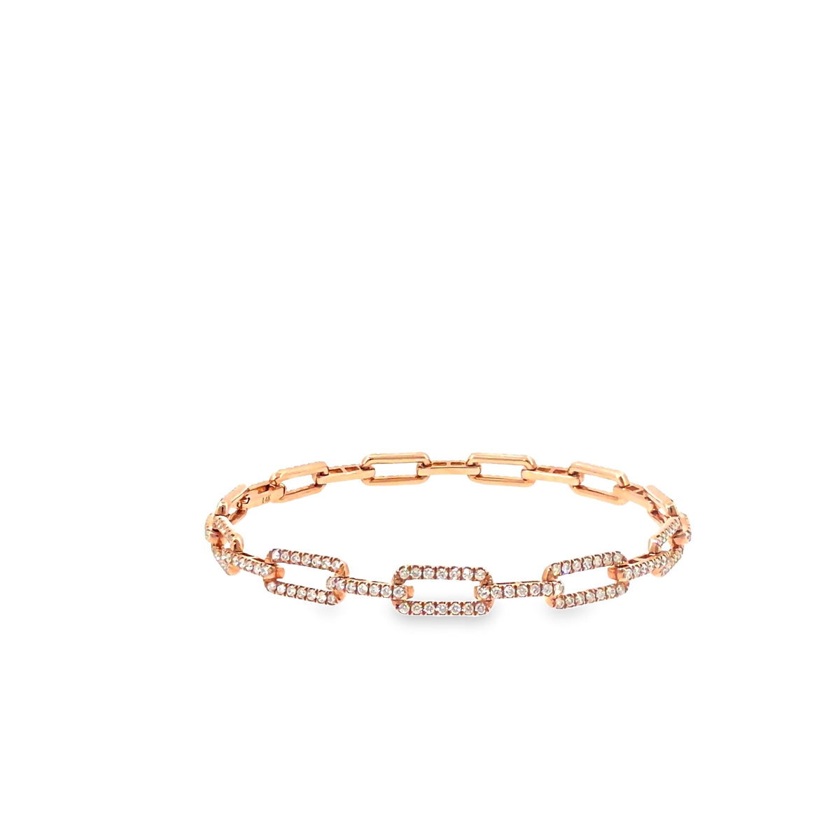 The Rose Paperclip Bracelet, 1.75 ct Diamond, 14K Rose Gold by Benji Designs, view 5