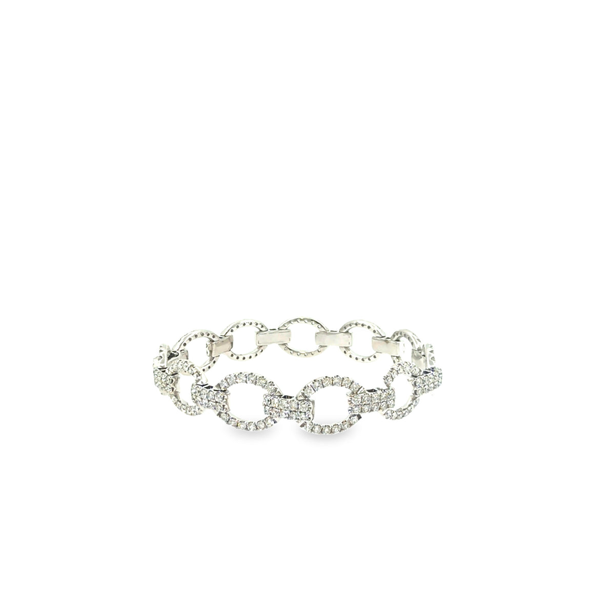 The Orbit Link Bracelet, 5.00 ct Diamond, 14K White Gold by Benji Designs, view 1