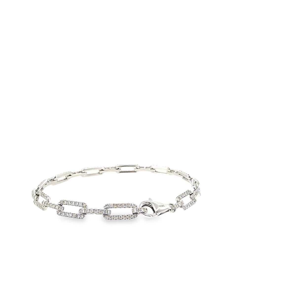 The Frost Link Bracelet, 2.25 ct Diamond, 14K White Gold by Benji Designs, view 4