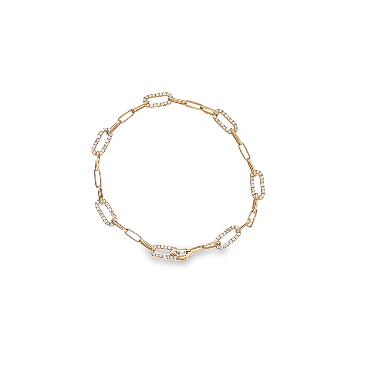 The Paperclip Pavé Bracelet, 0.75ct Diamond, 14K Yellow Gold by Benji Designs, view 1