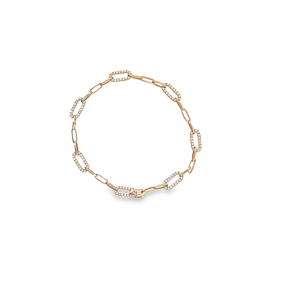 The Paperclip Pavé Bracelet, 0.75ct Diamond, 14K Yellow Gold by Benji Designs, view 1