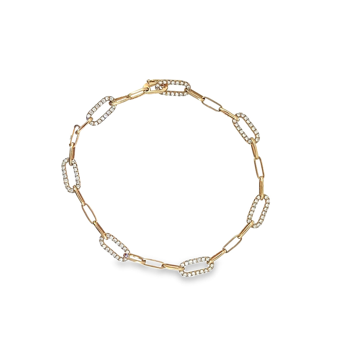 The Paperclip Pavé Bracelet, 0.75ct Diamond, 14K Yellow Gold by Benji Designs, view 4