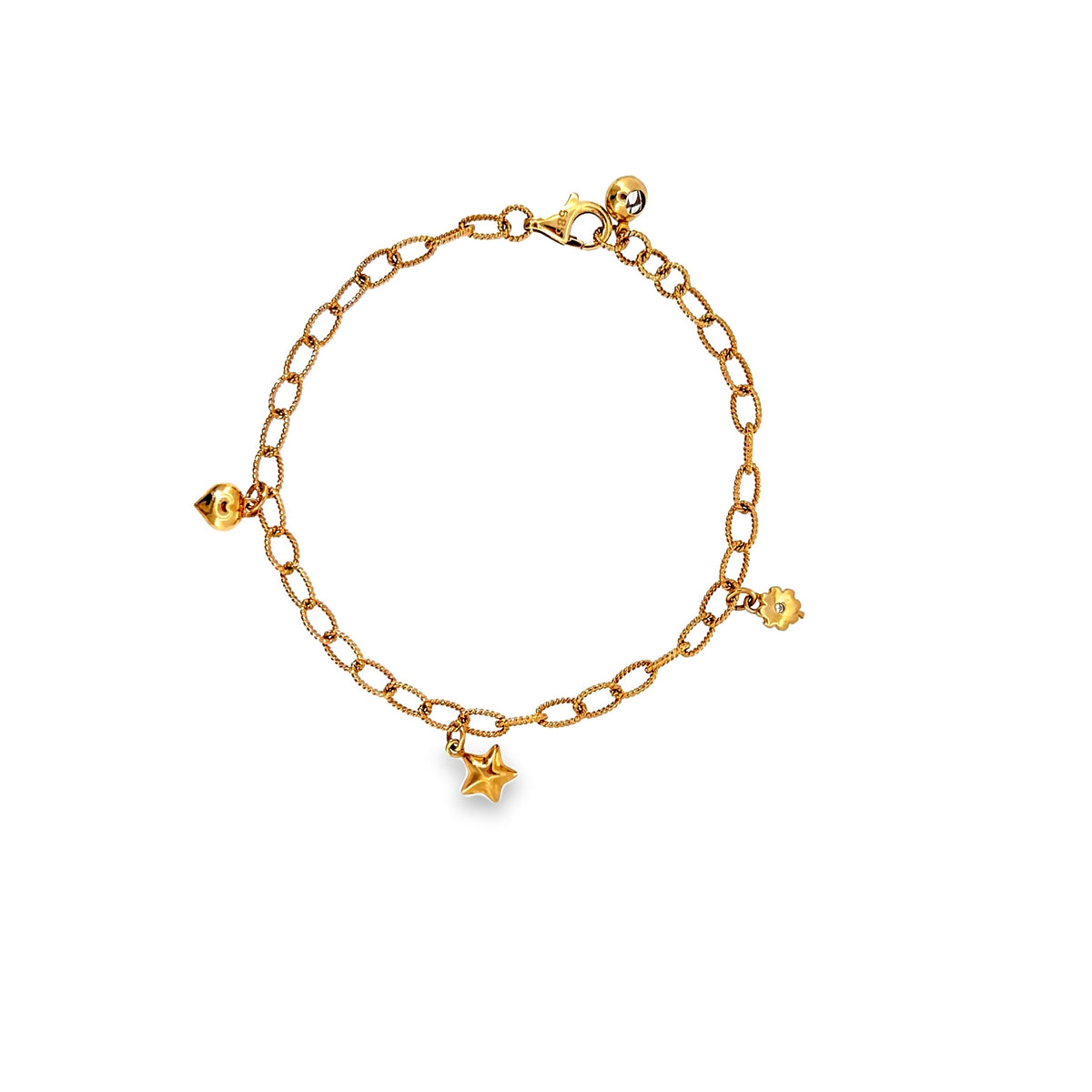 The Wishing Star Charm Bracelet, 14K Yellow Gold by Benji Designs, view 4