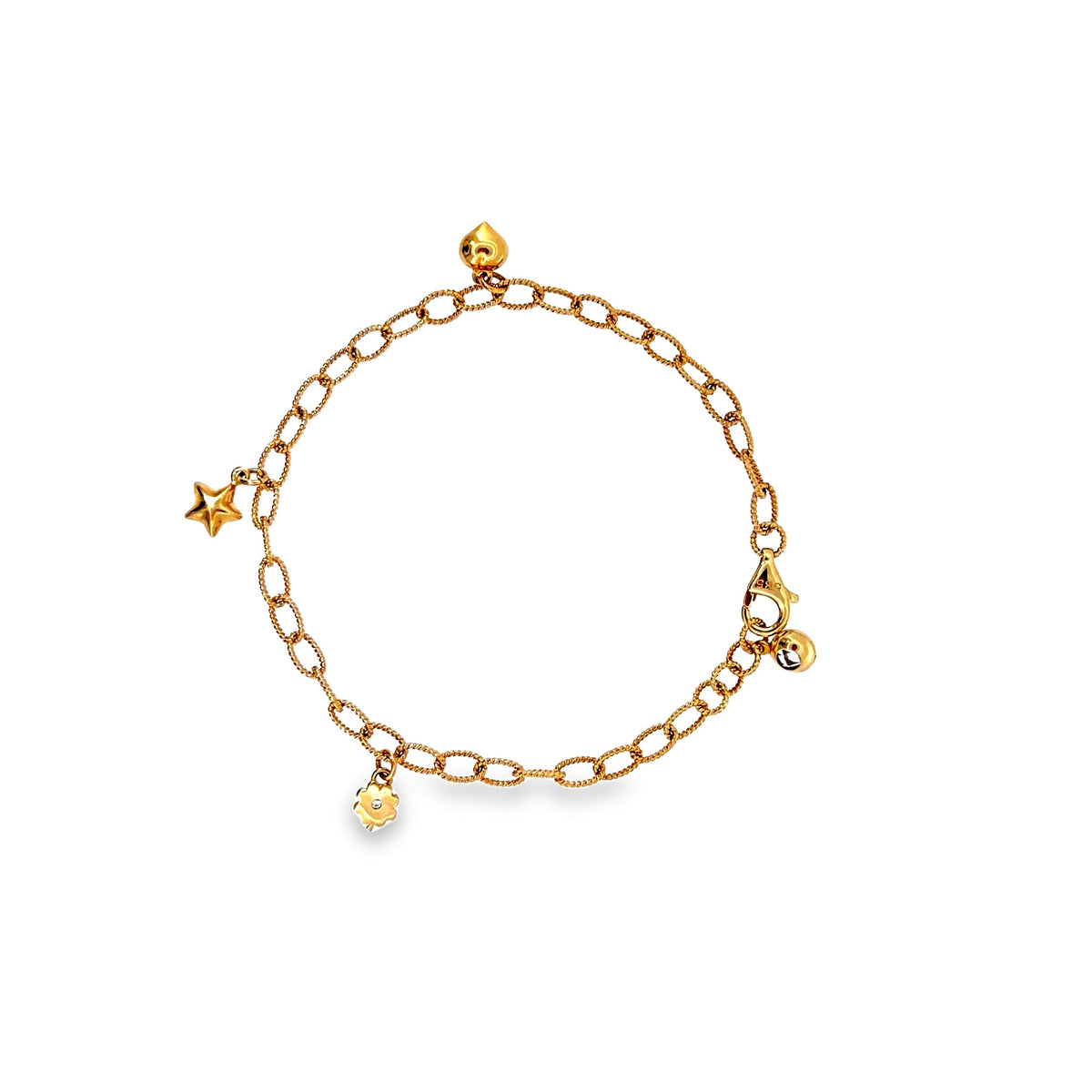 The Wishing Star Charm Bracelet, 14K Yellow Gold by Benji Designs, view 5