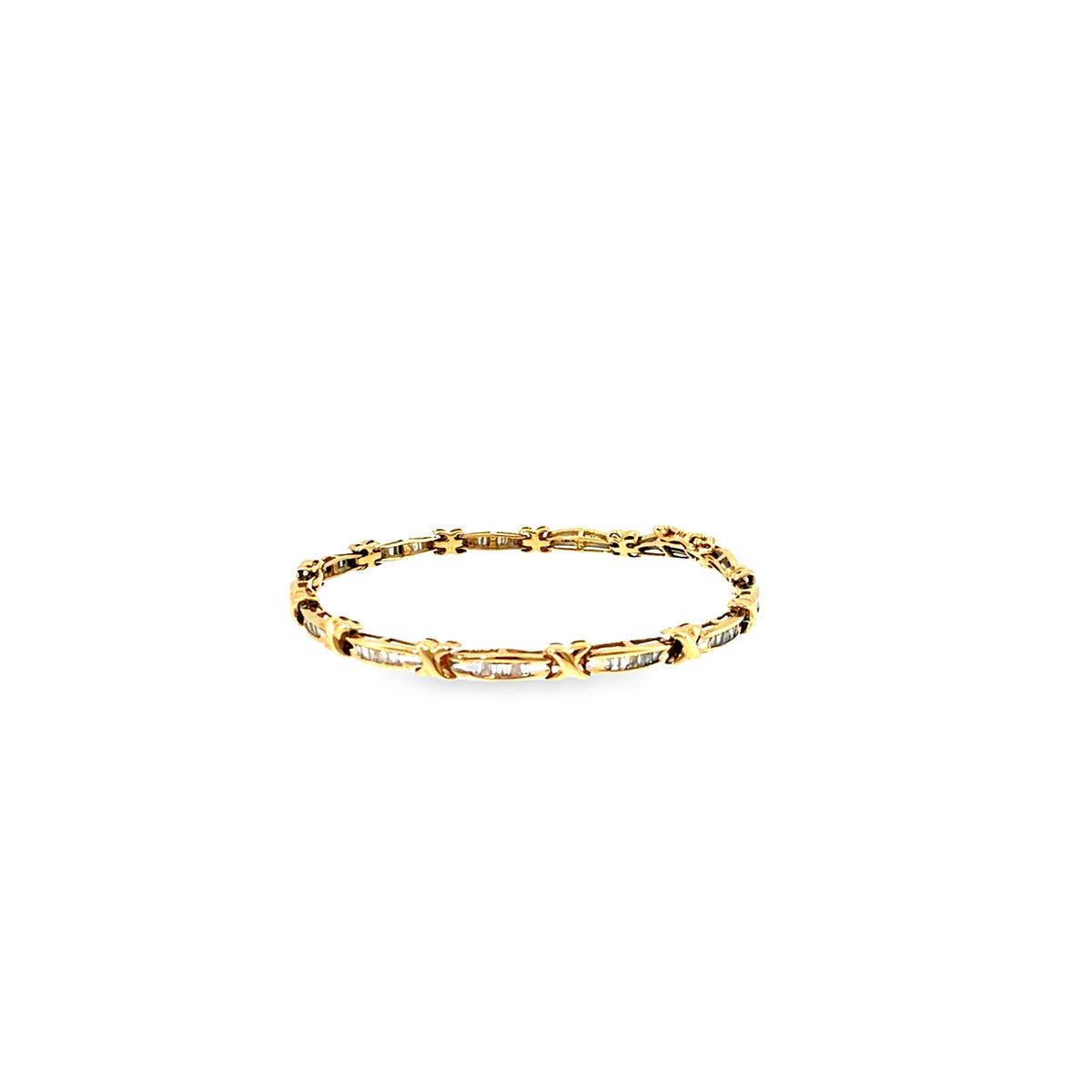 The Baguette Kiss Bracelet, 1.01ct Diamond, 14K Two-Tone Gold (Yellow & White) by Benji Designs, view 1
