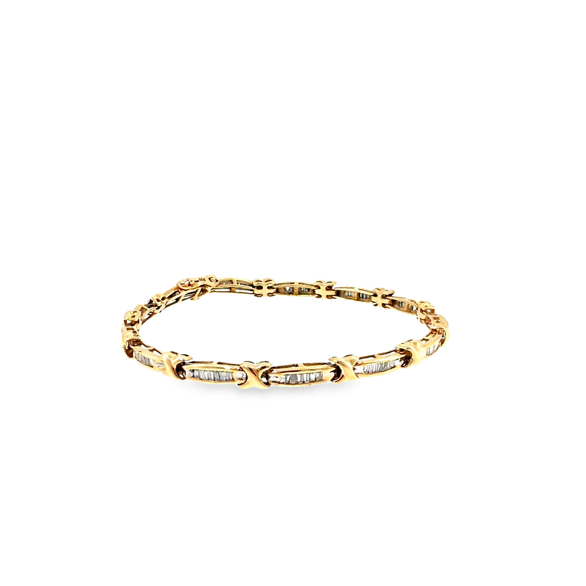 The Baguette Kiss Bracelet, 1.01ct Diamond, 14K Two-Tone Gold (Yellow & White) by Benji Designs, view 5