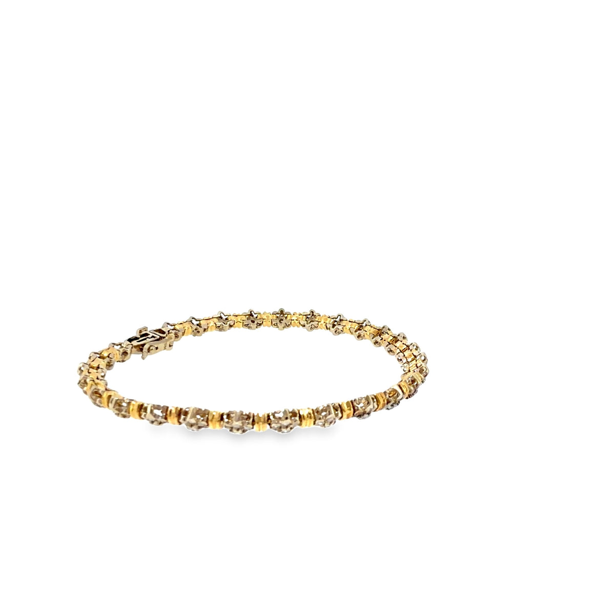 The Duet Cluster Bracelet, 1.40ct Diamond, 14K Two-Tone Gold (Yellow & White) by Benji Designs, view 5