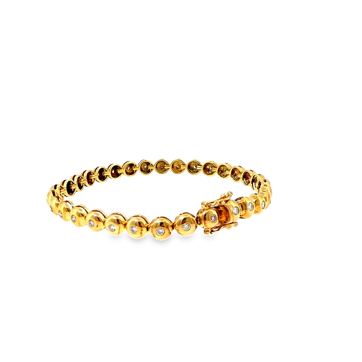 The Golden Bead Tennis Bracelet, 1.25 ct Diamond, 14K Yellow Gold by Benji Designs, view 4