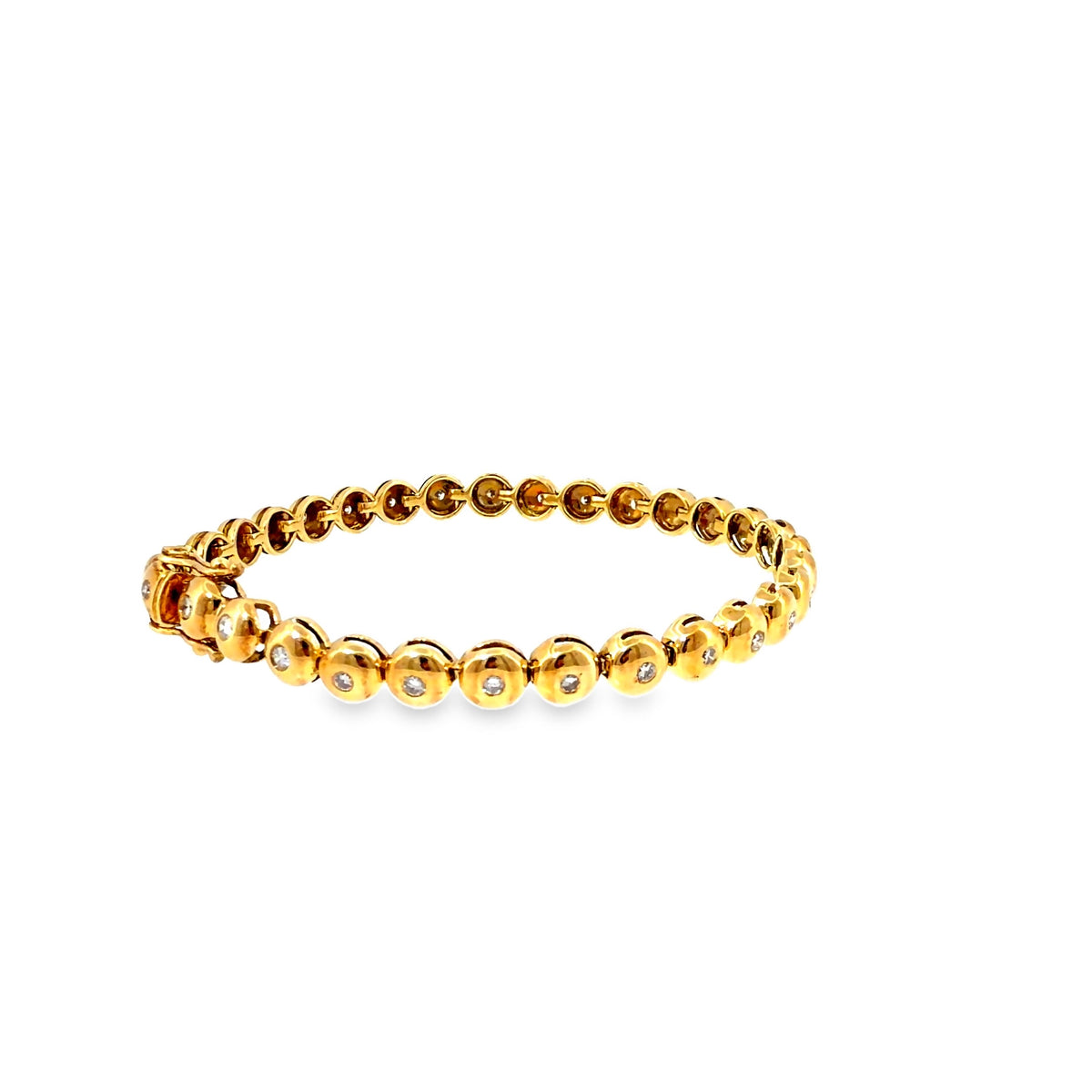 The Golden Bead Tennis Bracelet, 1.25 ct Diamond, 14K Yellow Gold by Benji Designs, view 5